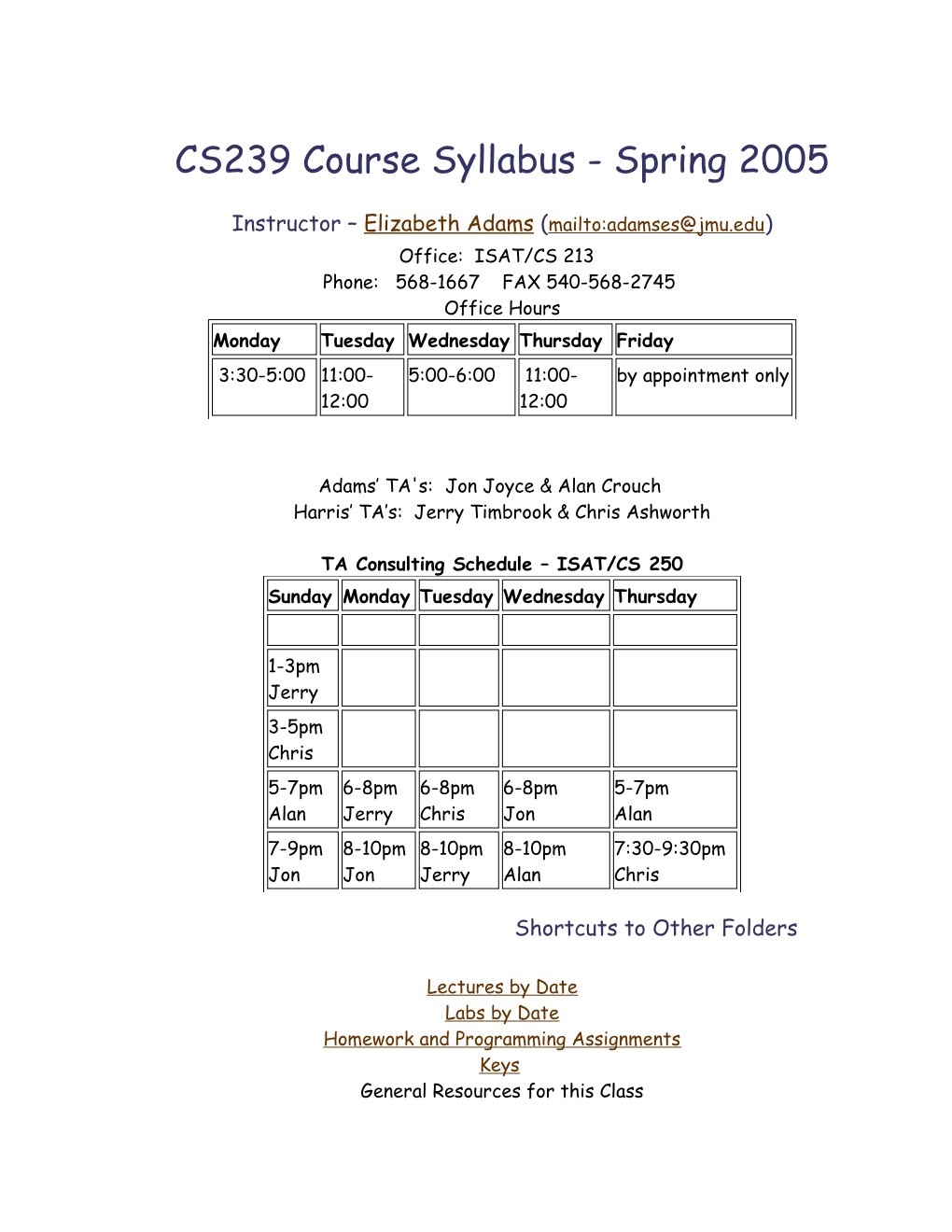 CS139 Course Syllabus - Fall 2003