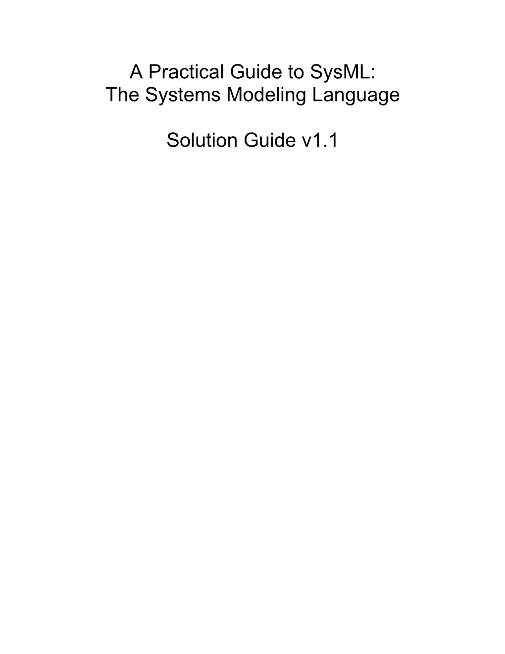 The Systems Modeling Language