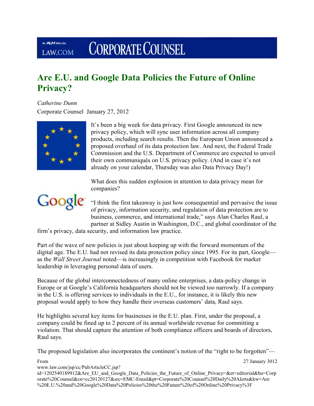 Are E.U. and Google Data Policies the Future of Online Privacy?