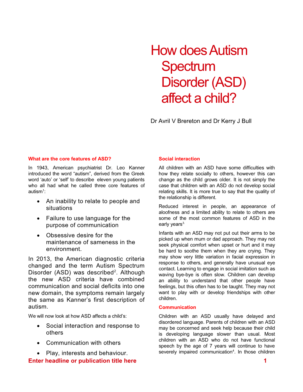 How Does Autism Spectrum Disorder (ASD) Affect a Child?
