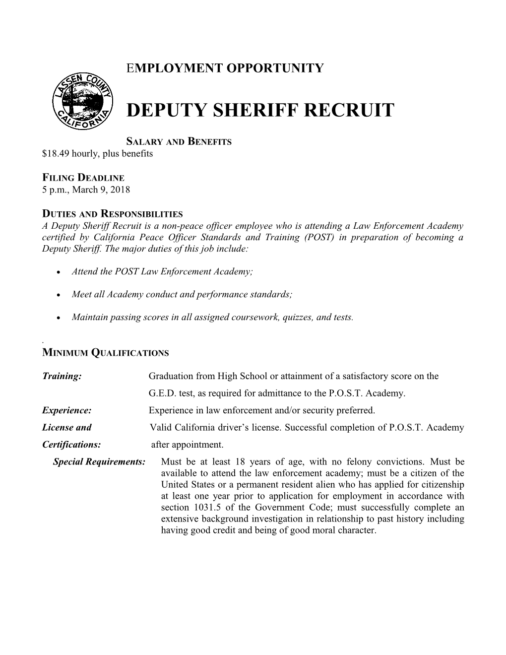 Deputy Sheriff Recruit