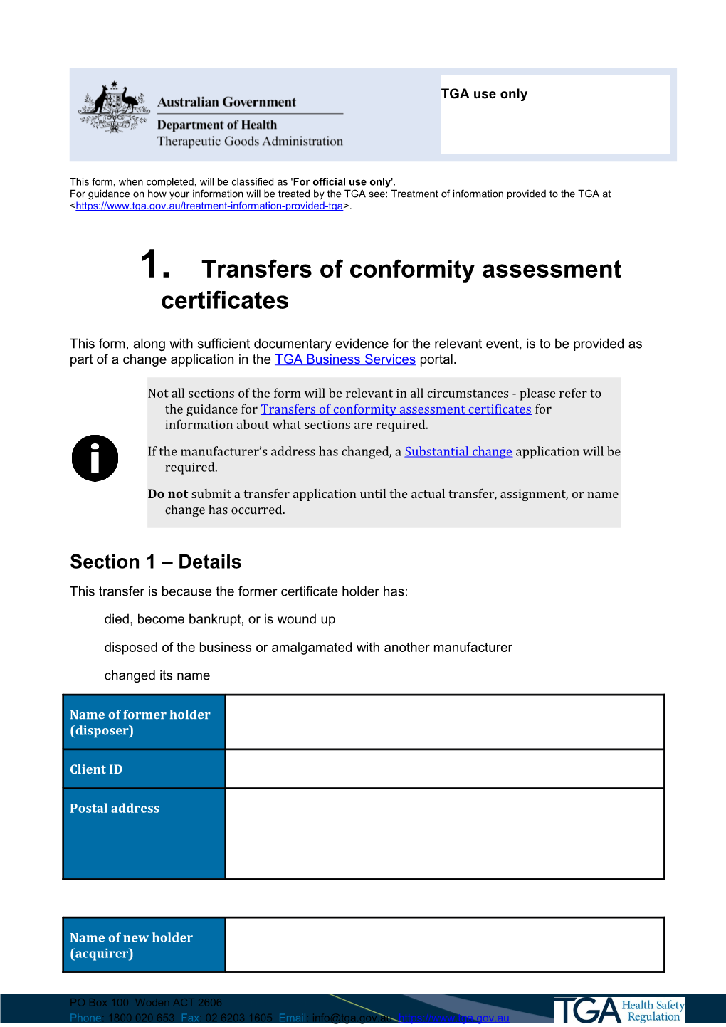 Transfers of Conformity Assessment Certificates