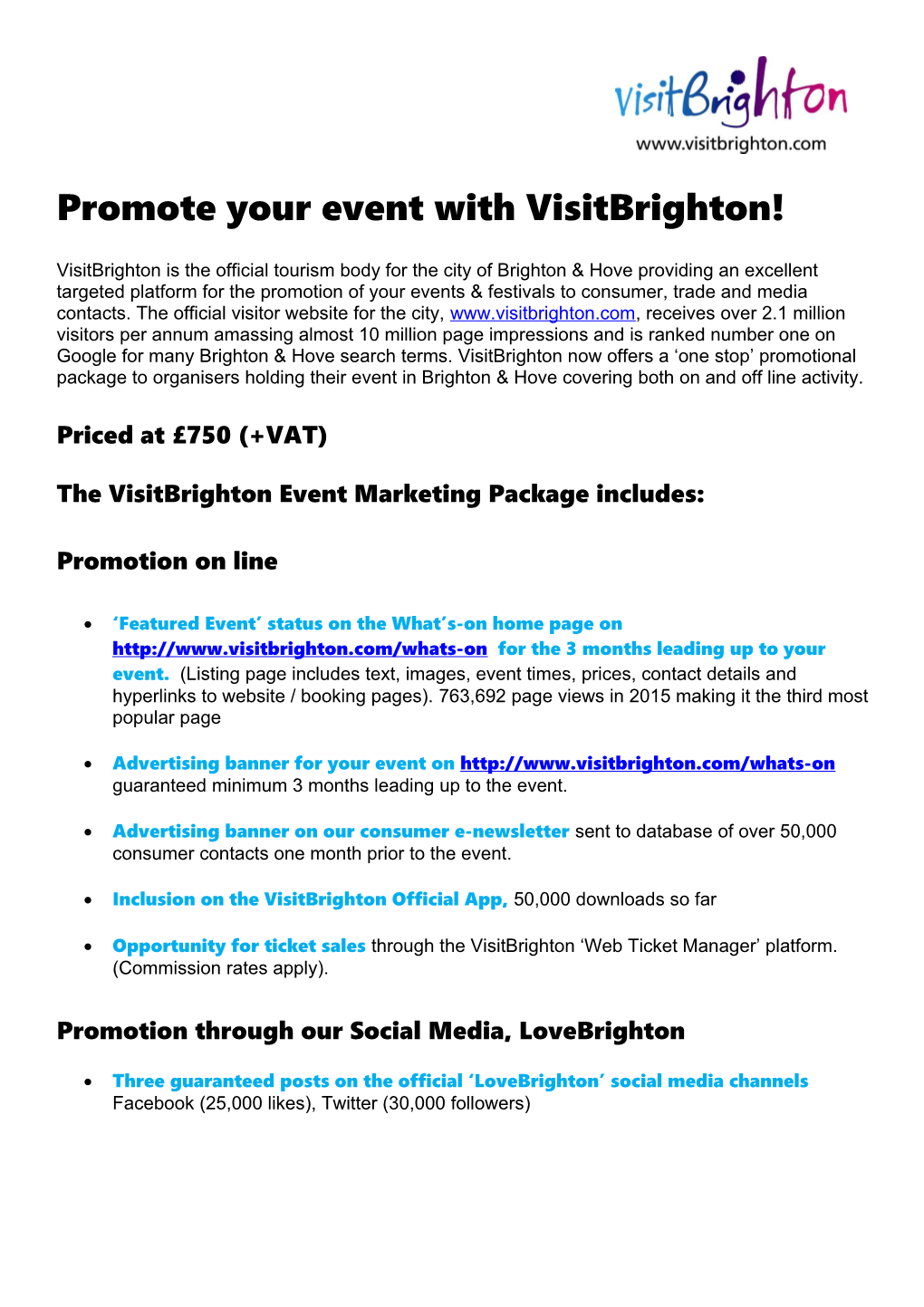 Promote Your Event with Visitbrighton!