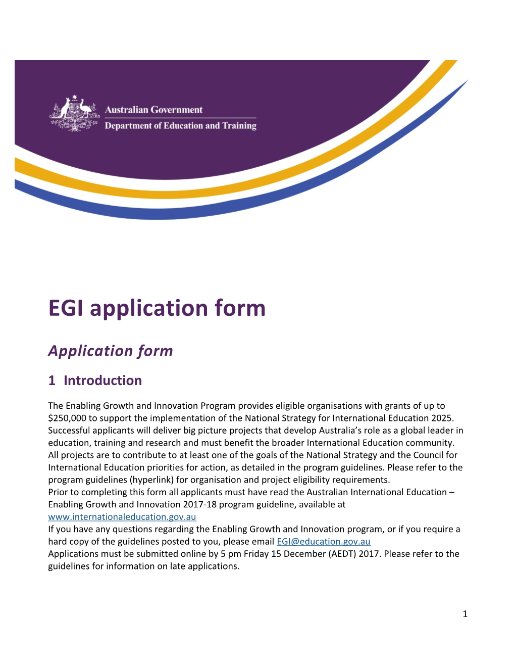 EGI Application Form