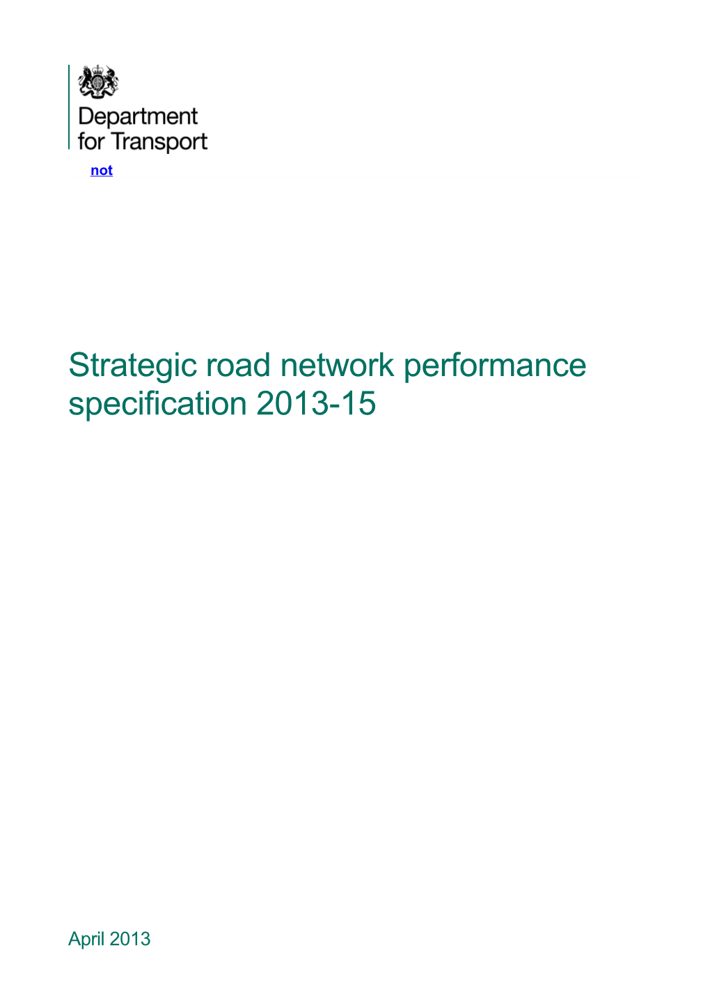 Strategic Road Network Performance Specification 2013-15