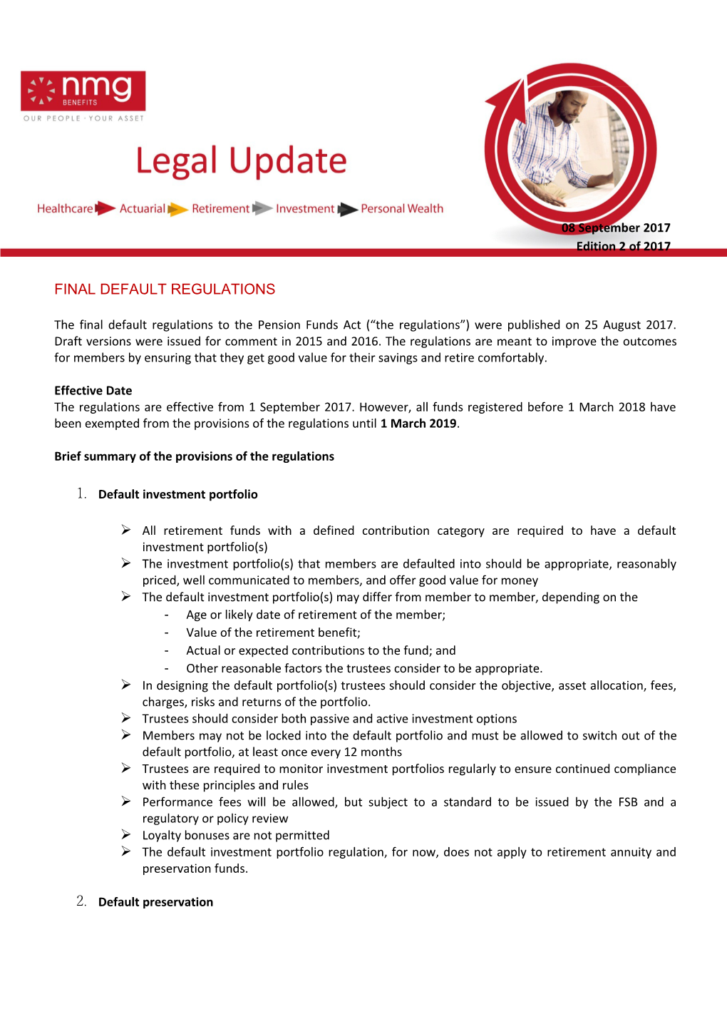 Brief Summary of the Provisions of the Regulations