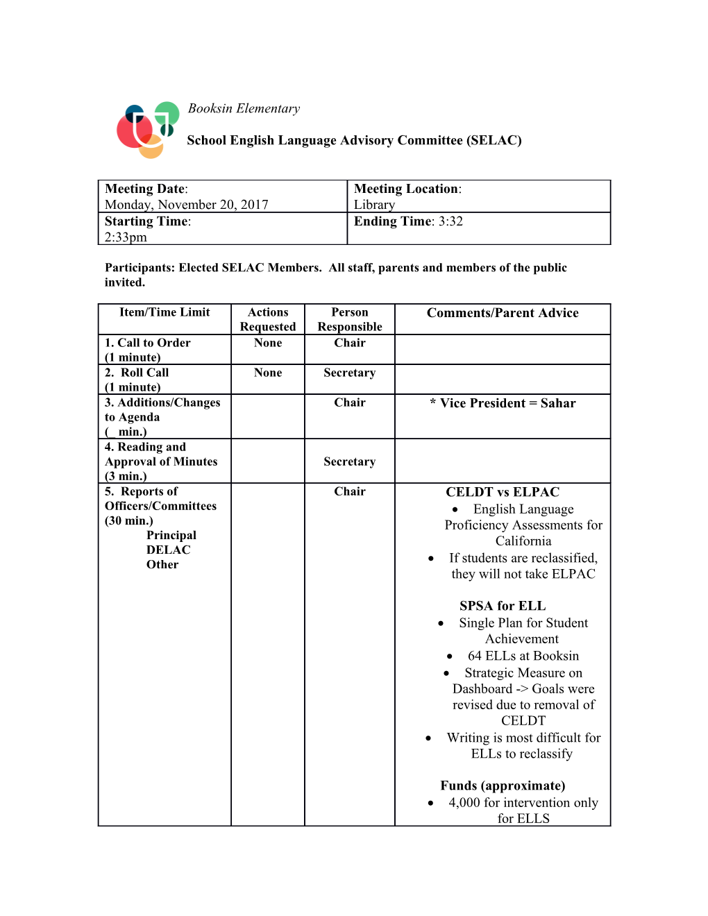School English Language Advisory Committee (SELAC)