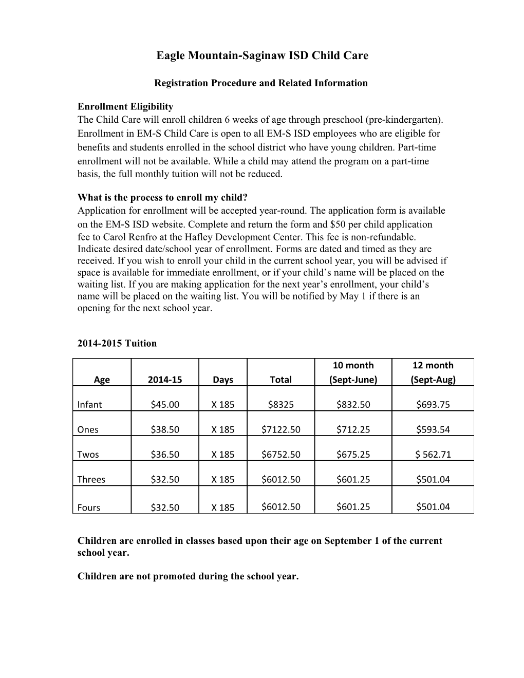 Eagle Mountain Saginaw ISD Child Care