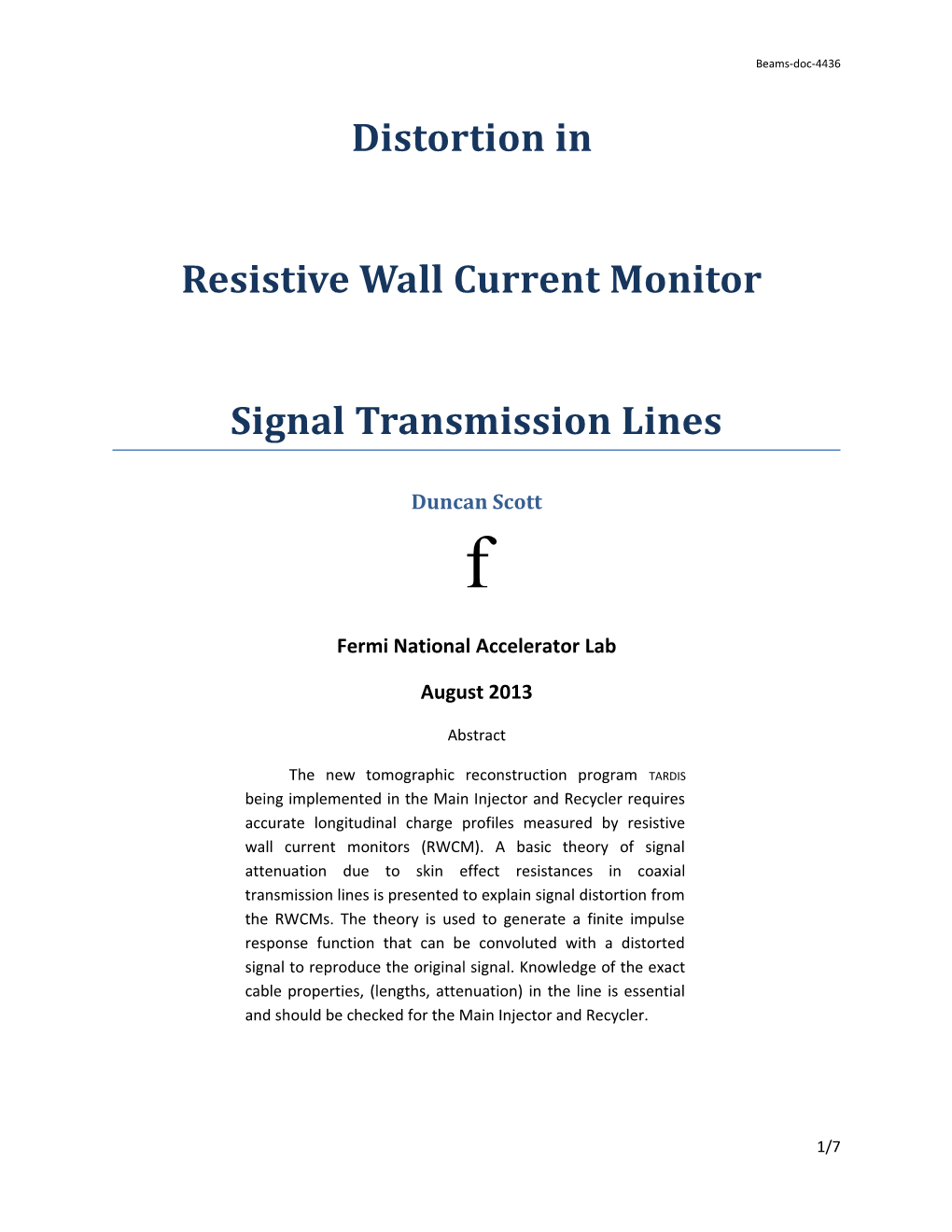 Resistive Wall Current Monitor