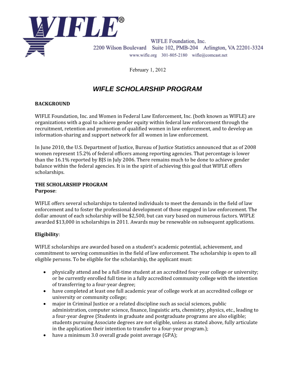 Wifle Scholarship Program