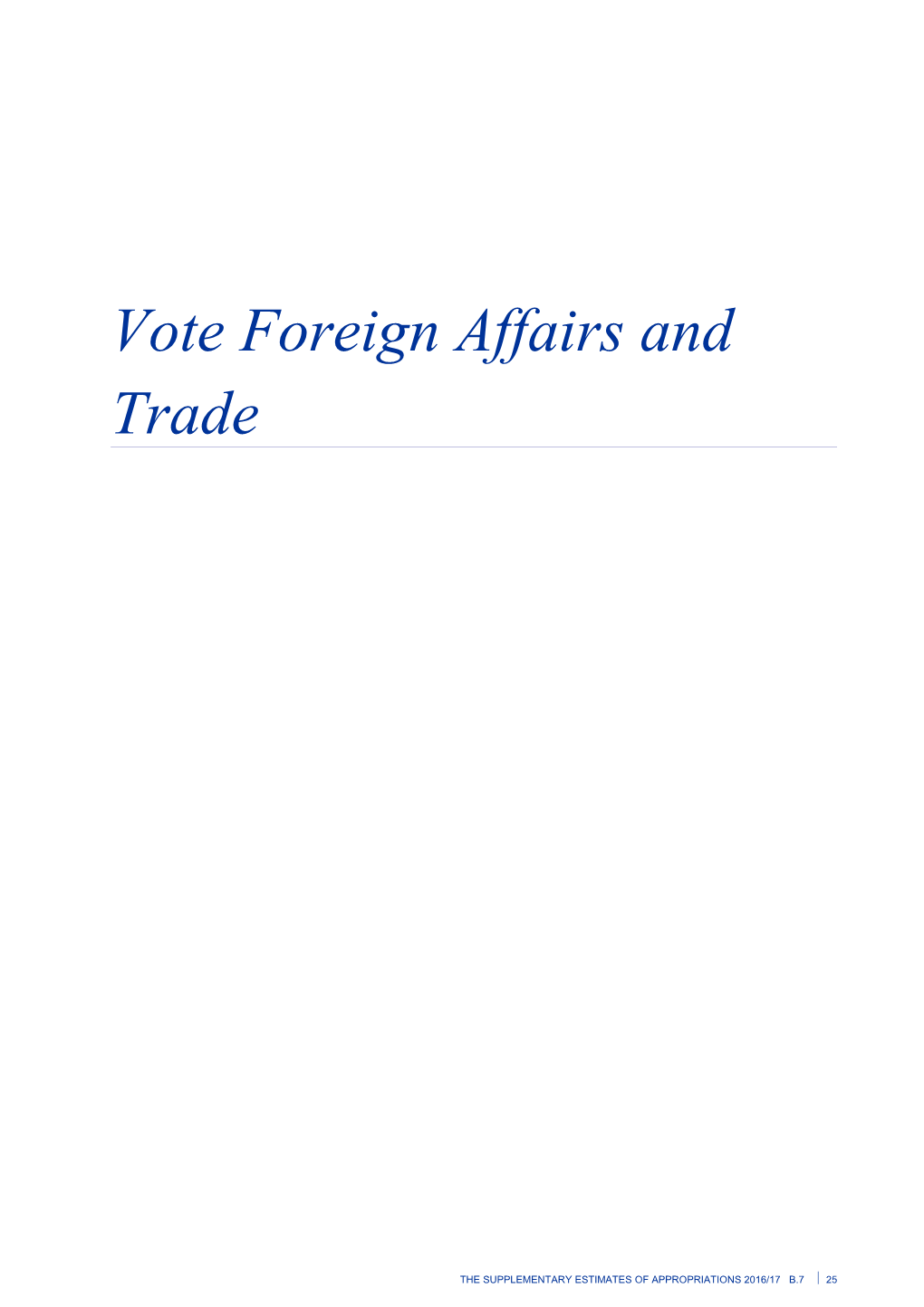 Vote Foreign Affairs and Trade - Supplementary Estimates of Appropriations 2016/17 - Budget 2017