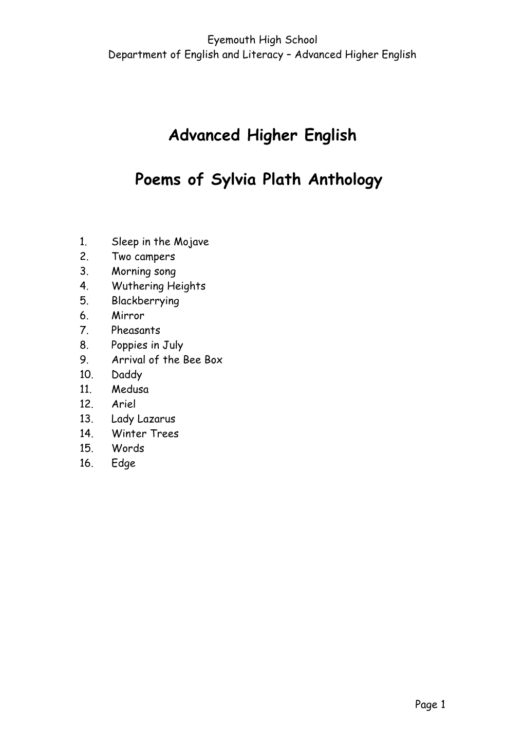 Advanced Higher English