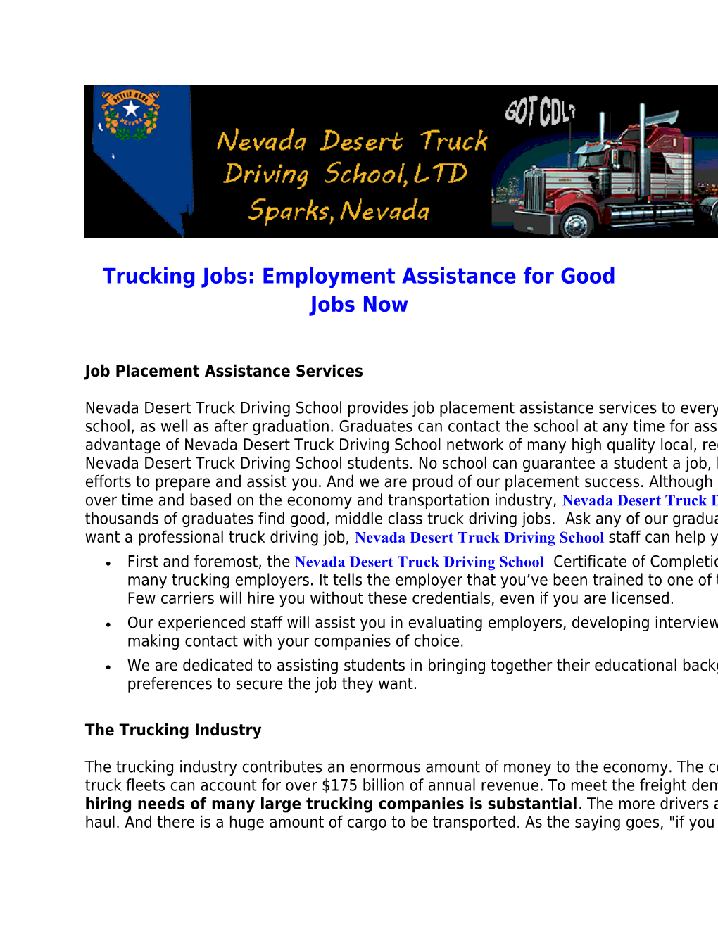 Trucking Jobs: Employment Assistance for Good Jobs Now