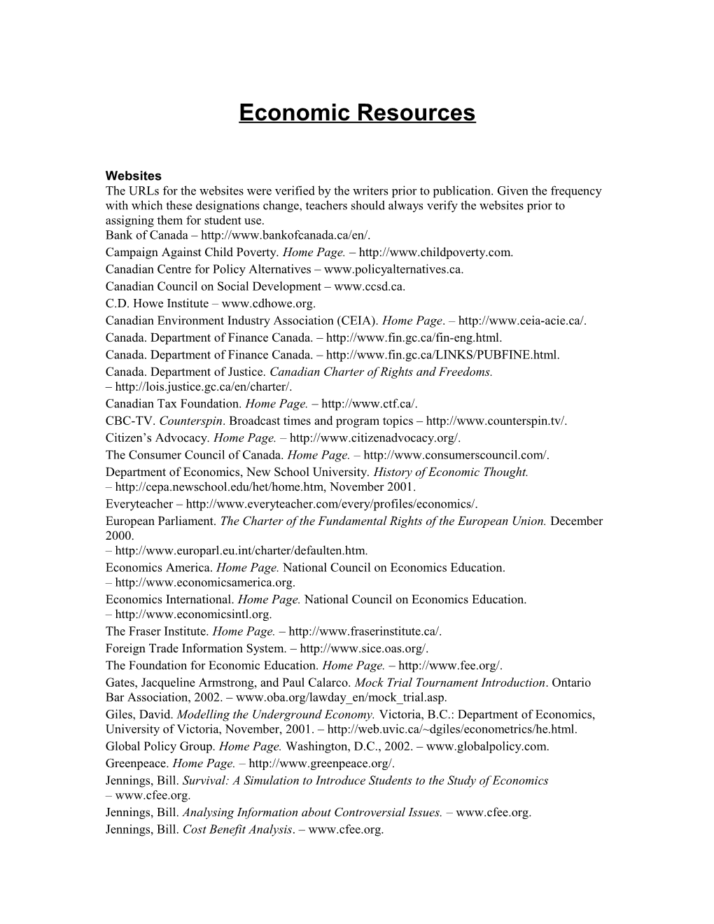 Economic Resources