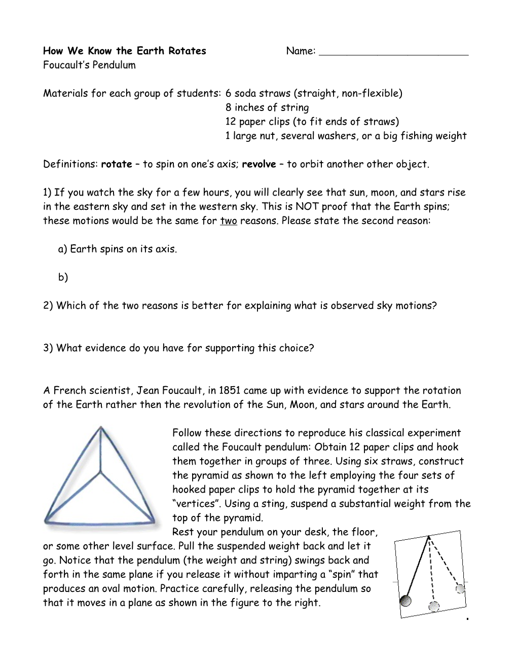 How We Know the Earth Rotates Name