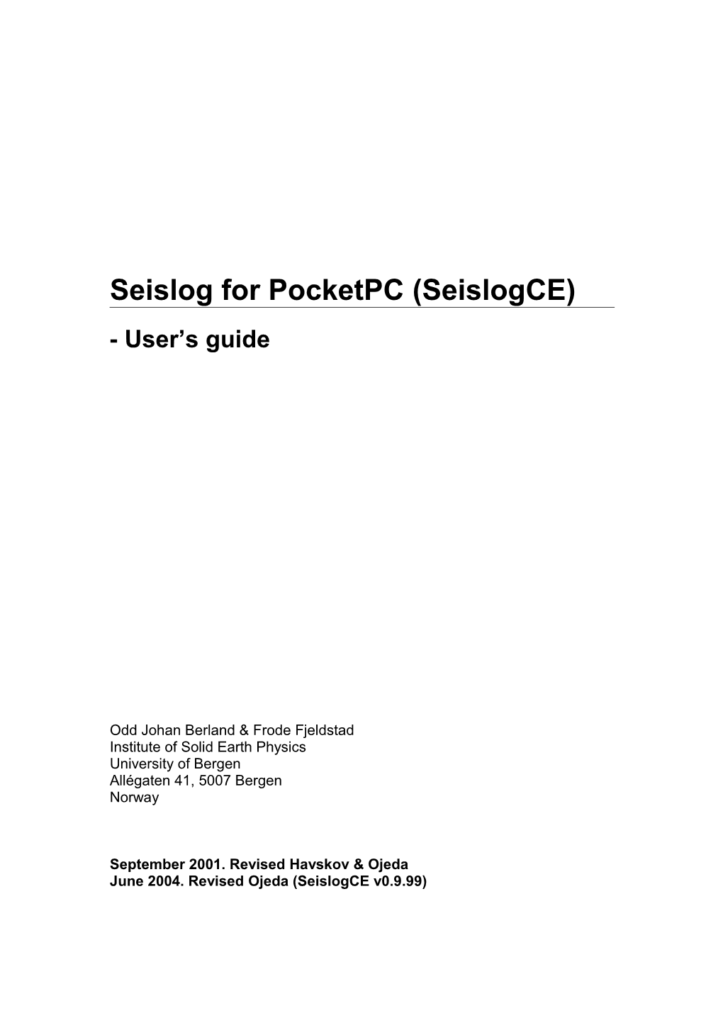 Seislog for Pocketpc
