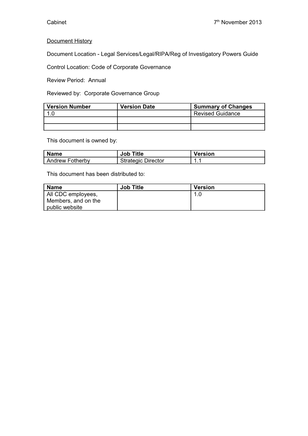 Document Location - Legal Services/Legal/RIPA/Reg of Investigatory Powers Guide