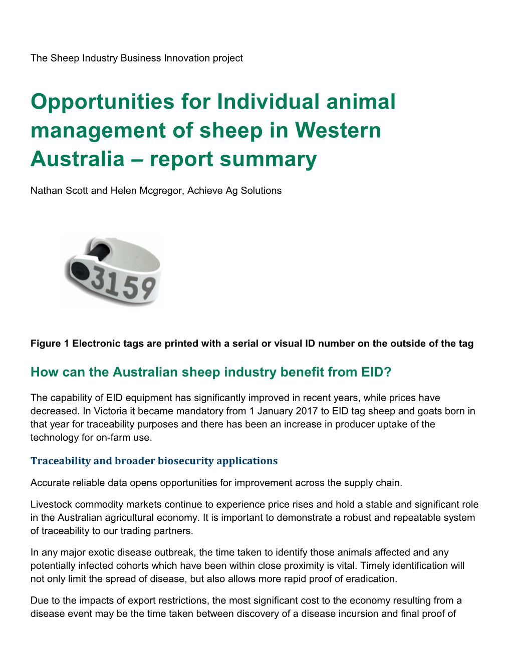 Forward Supply Contracts for the Western Australian Sheep Meat Sector