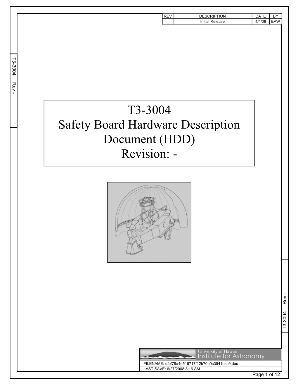 Safety Board Hardware Description Document (HDD)