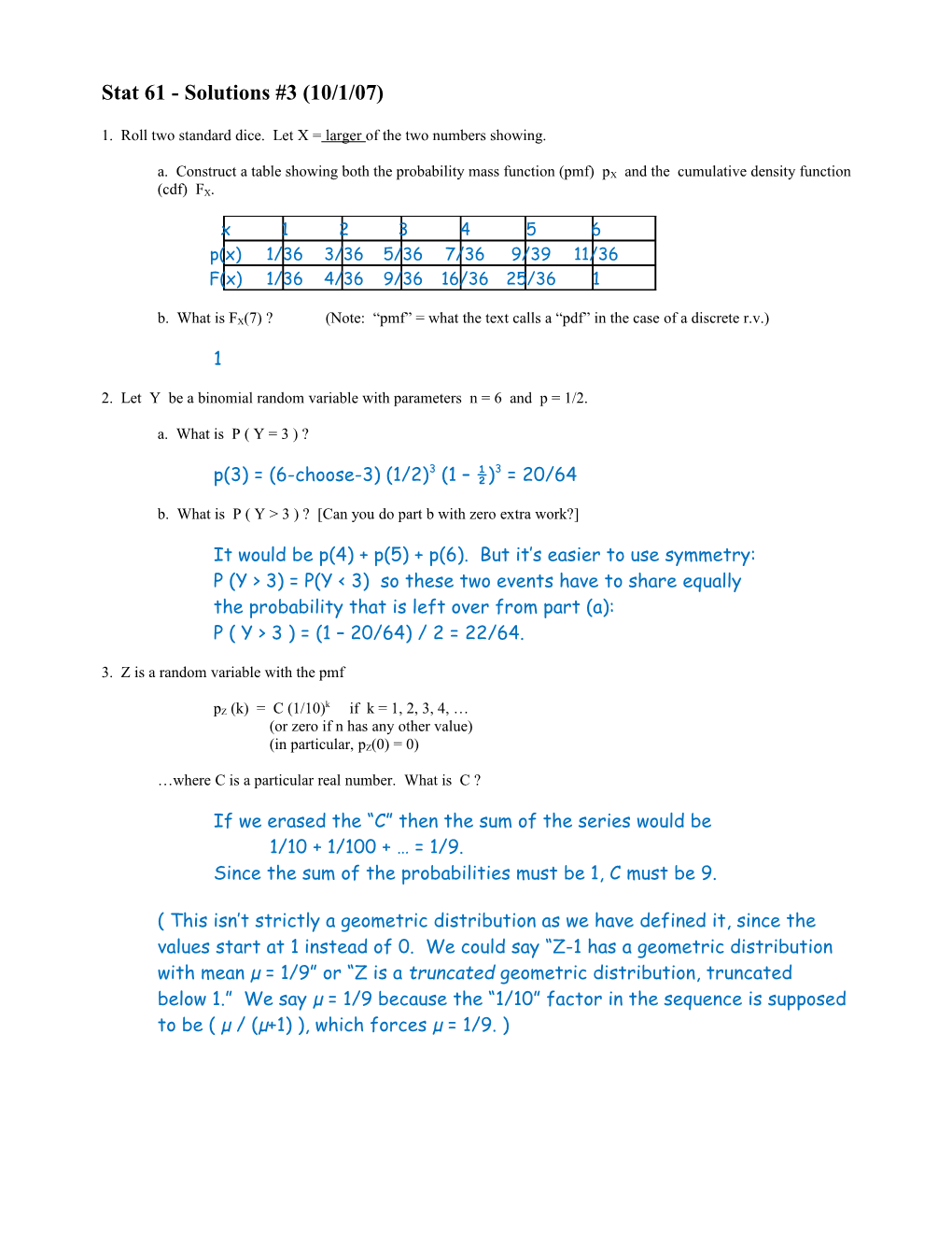 Stat 53 - Homework #1 (8/30/05; Due 9/6/05)