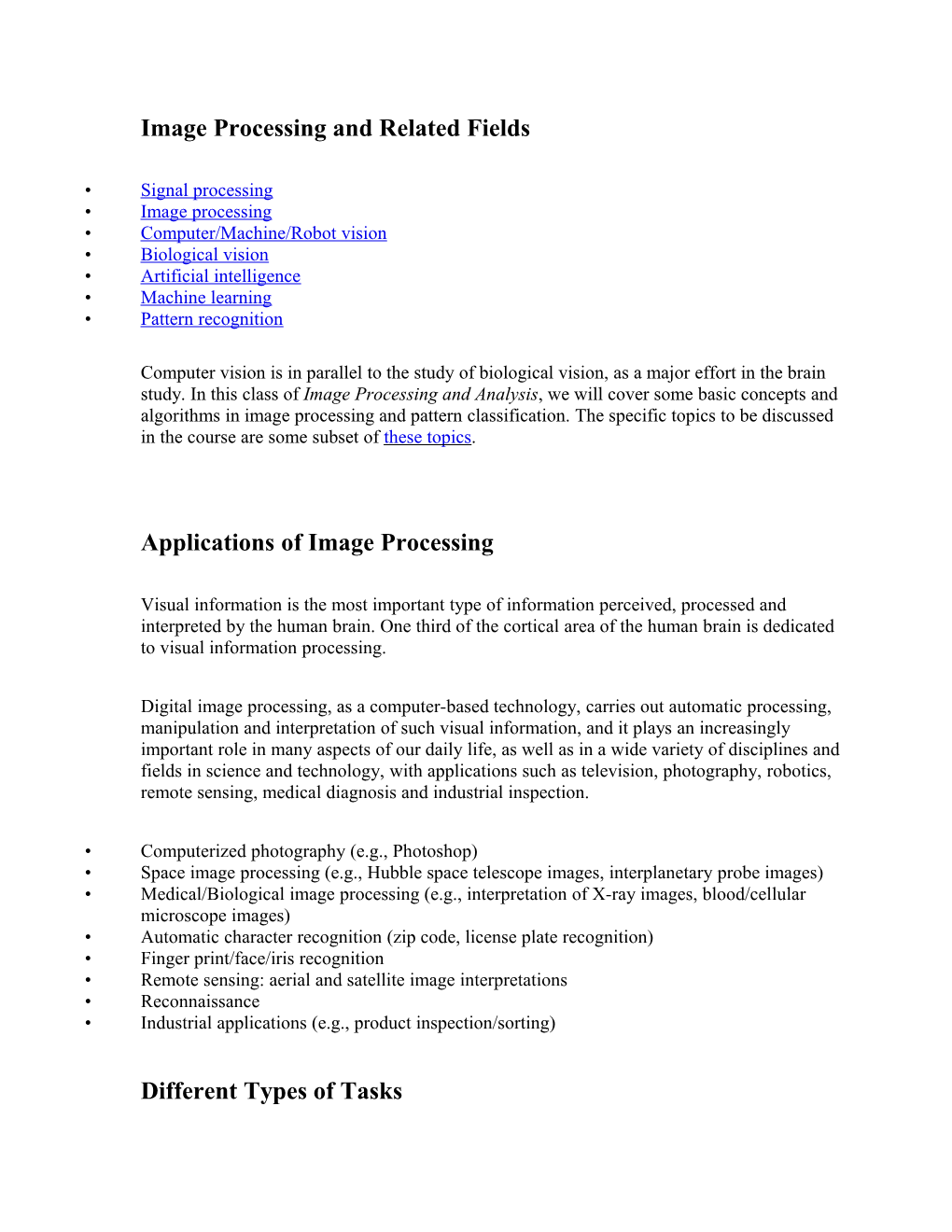 Image Processing and Related Fields