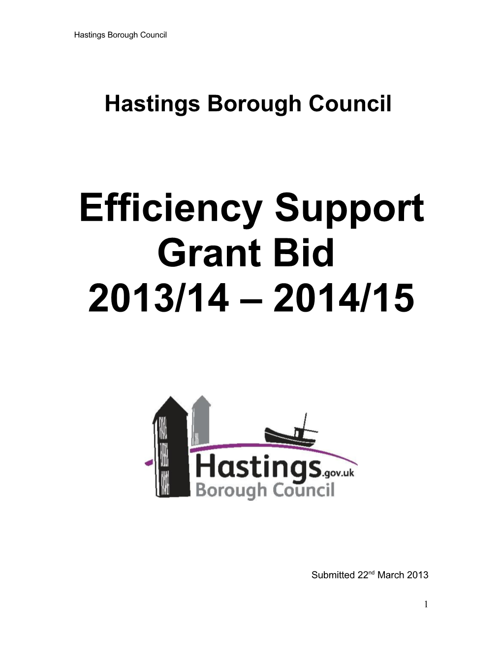 Efficiency Support Grant: Specification