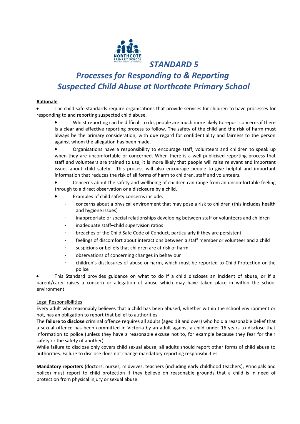 Processes for Responding to Reporting