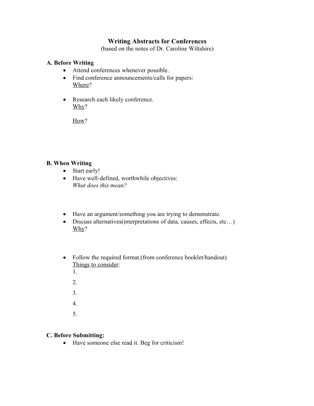 Writing Abstracts for Conferences