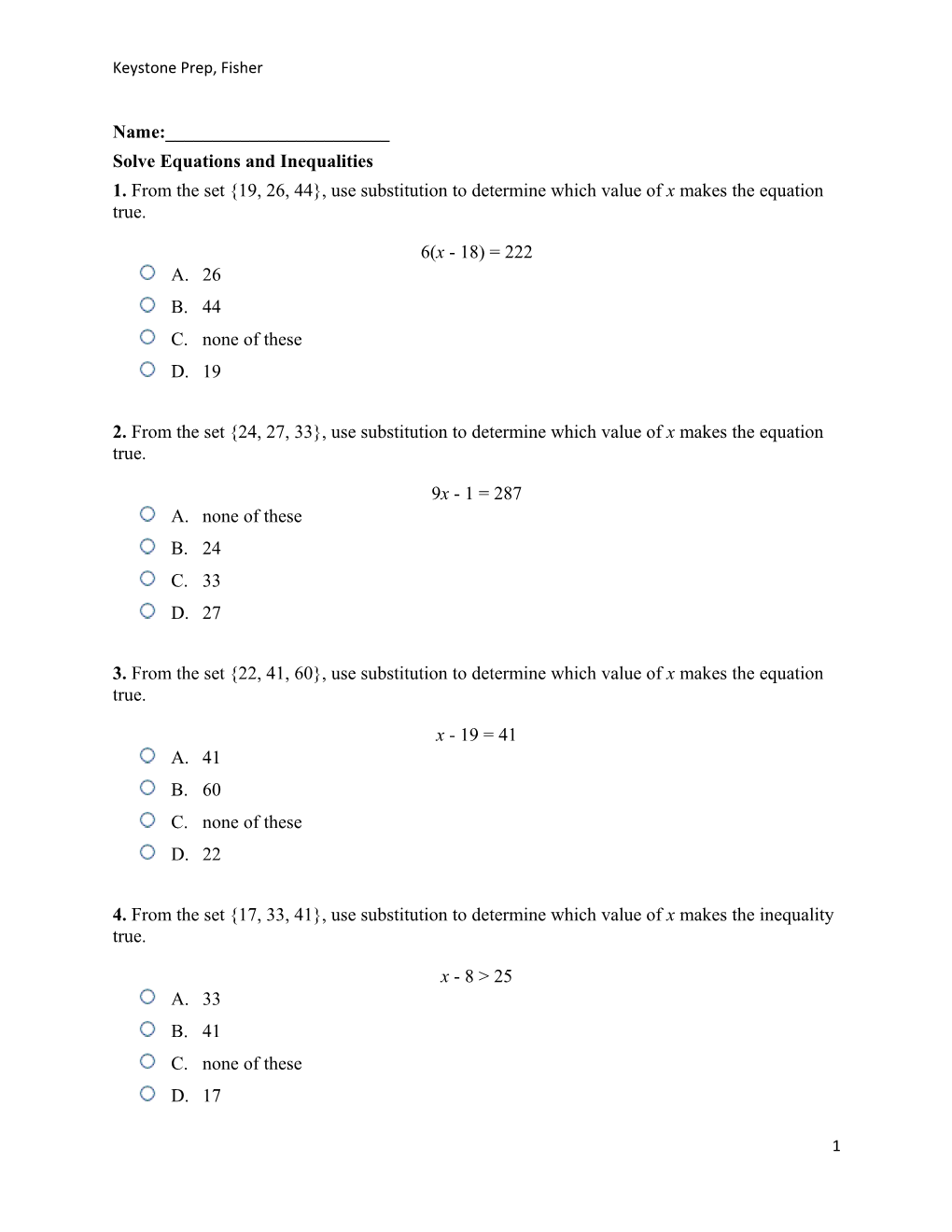 Solve Equations and Inequalities
