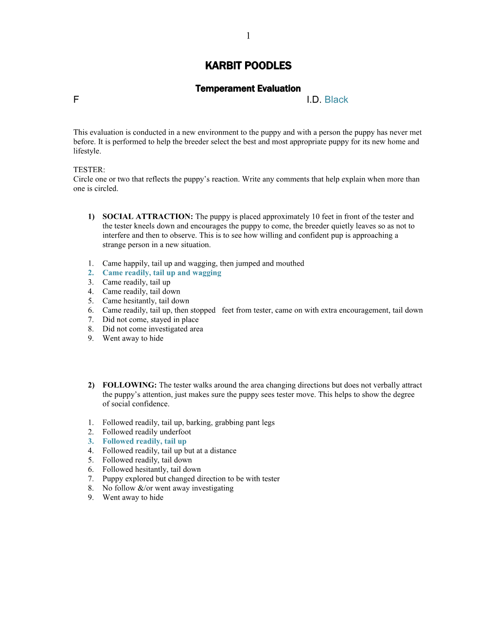Temperament Evaluation