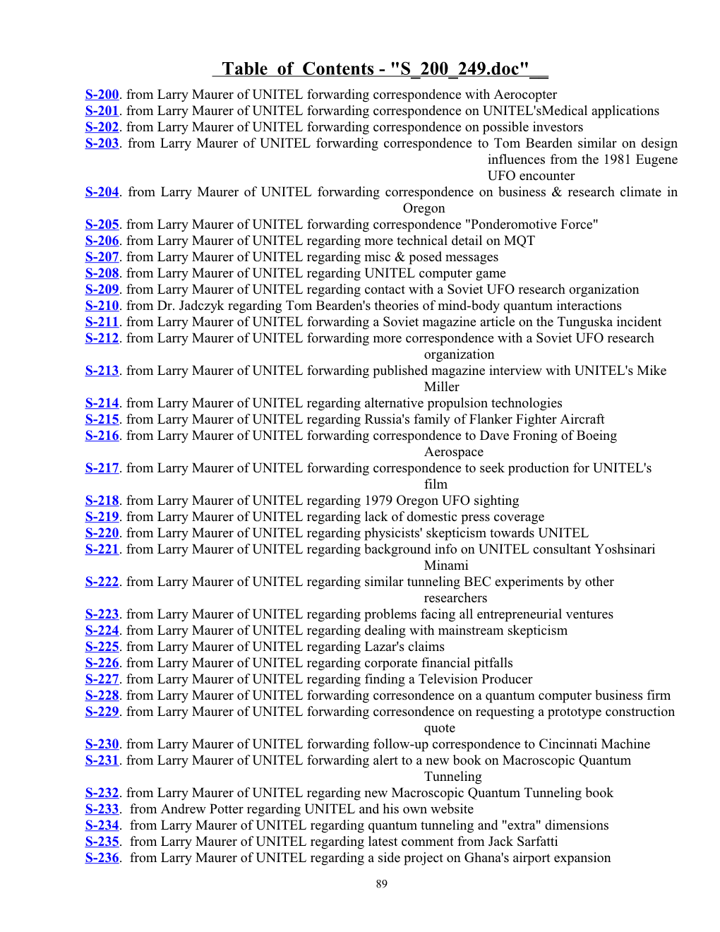 Table of Contents - S 200 249 __