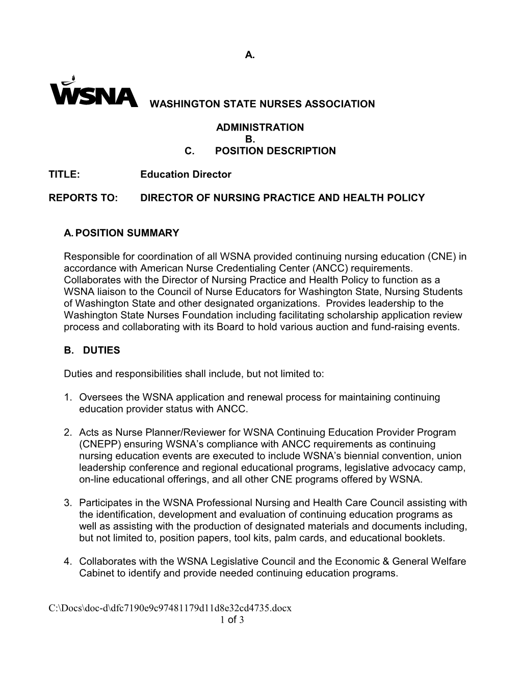 Washington State Nurses Association (Wsna)