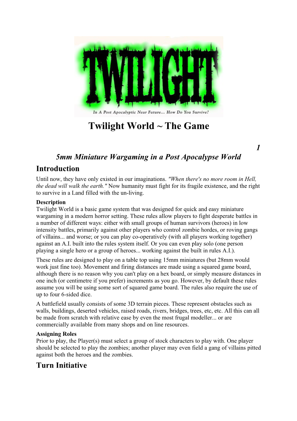 Twilight World the Game 15Mmminiature Wargaming in a Post Apocalypse World