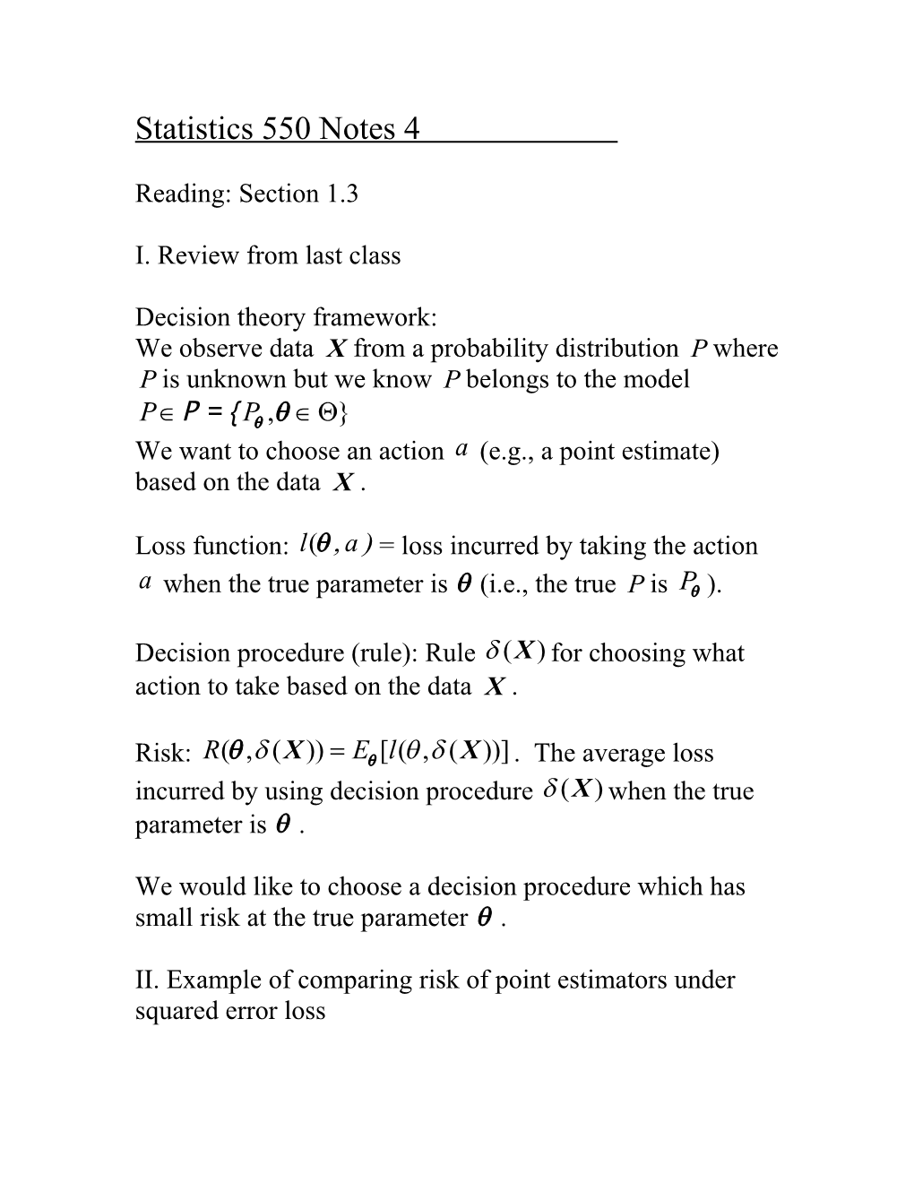 Statistics 550 Notes 4