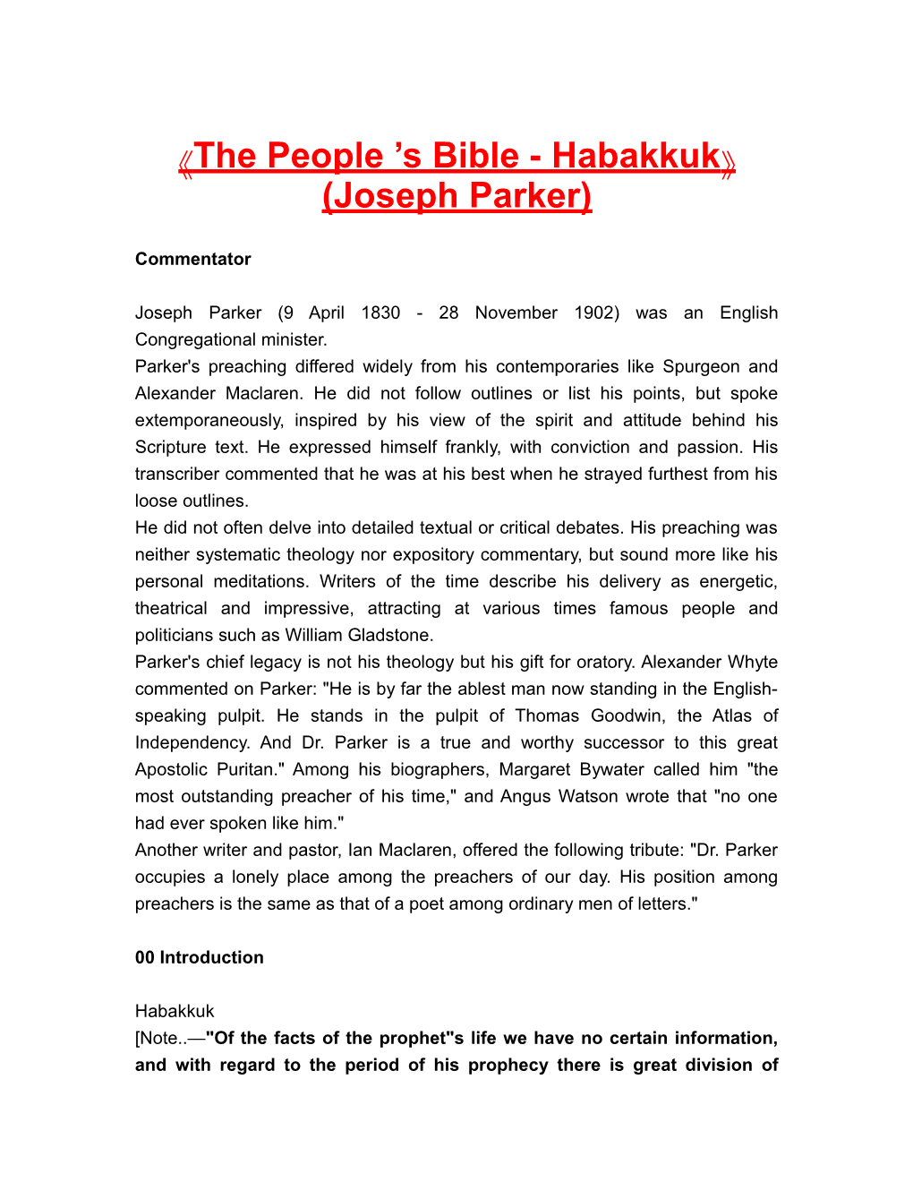The People S Bible - Habakkuk (Josephparker)