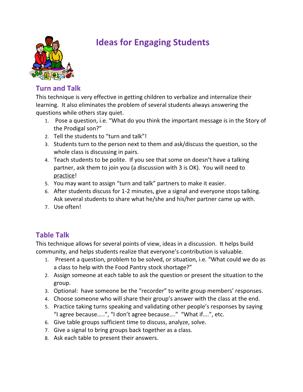 Ideas for Engaging Students