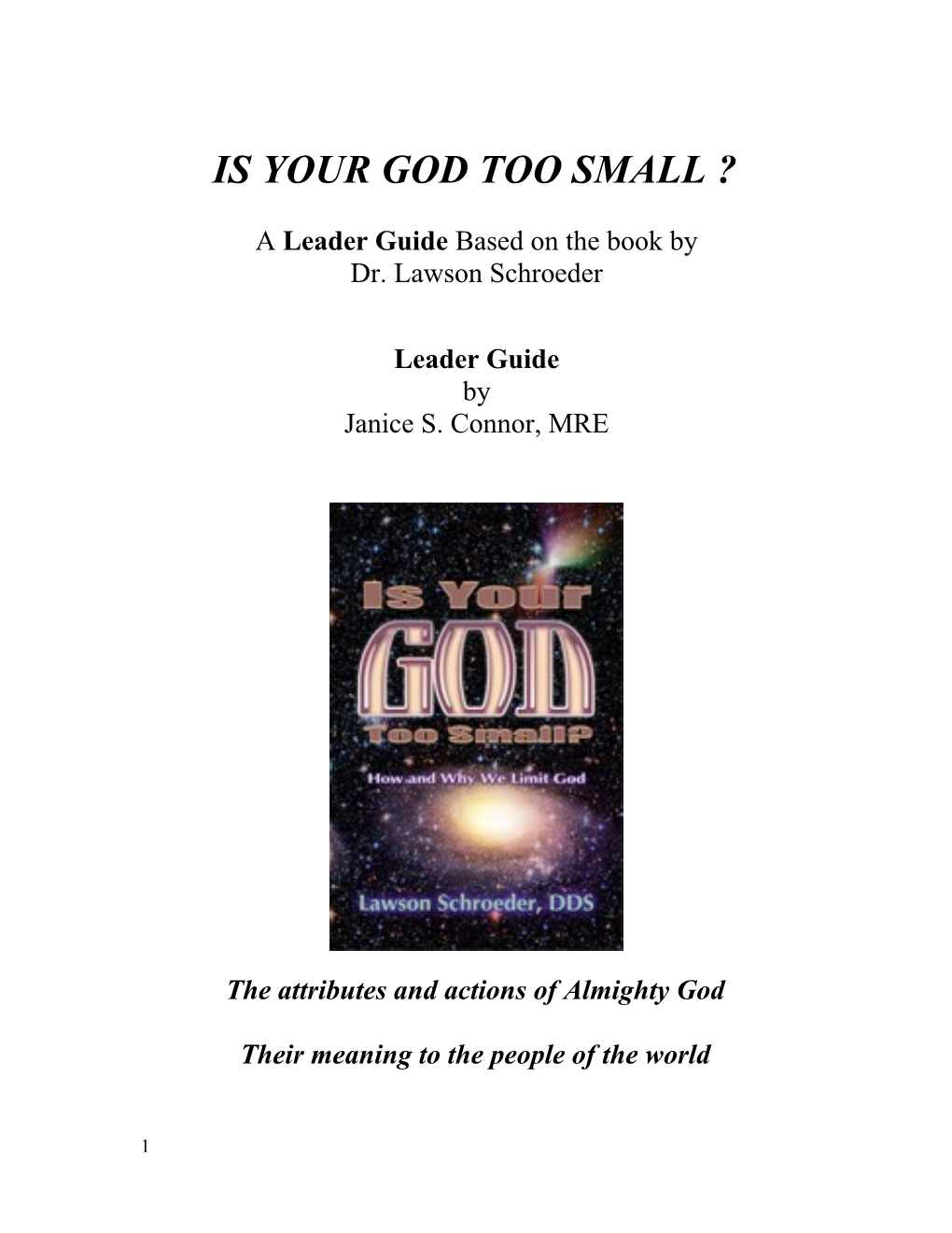 Is Your God Too Small ?