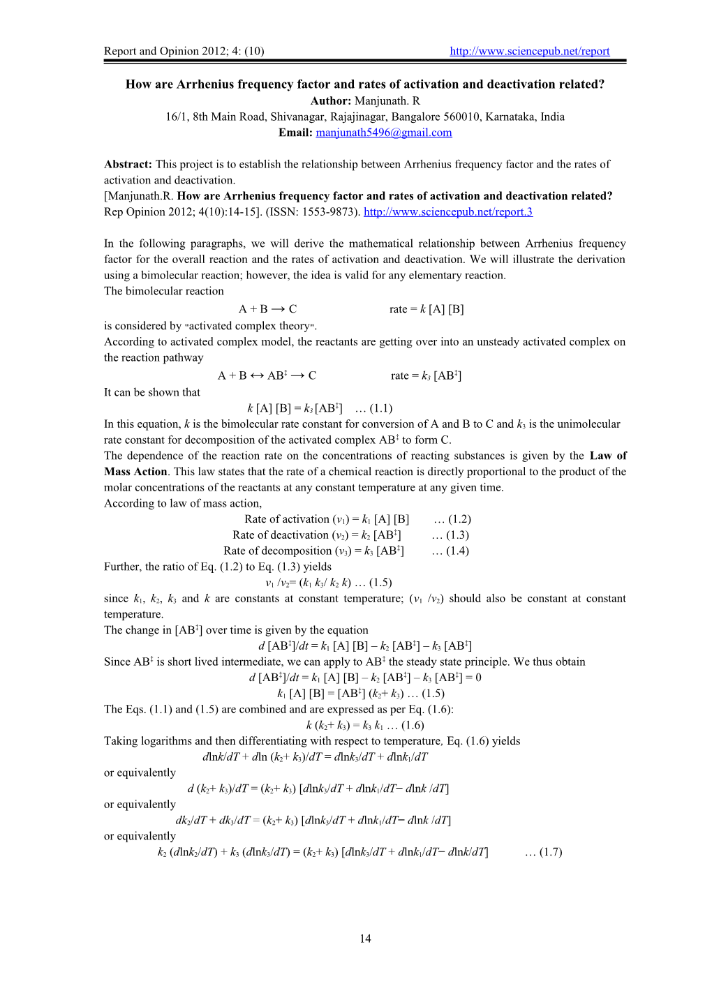 How Are Arrhenius Frequency Factor and Rates of Activation and Deactivation Related?