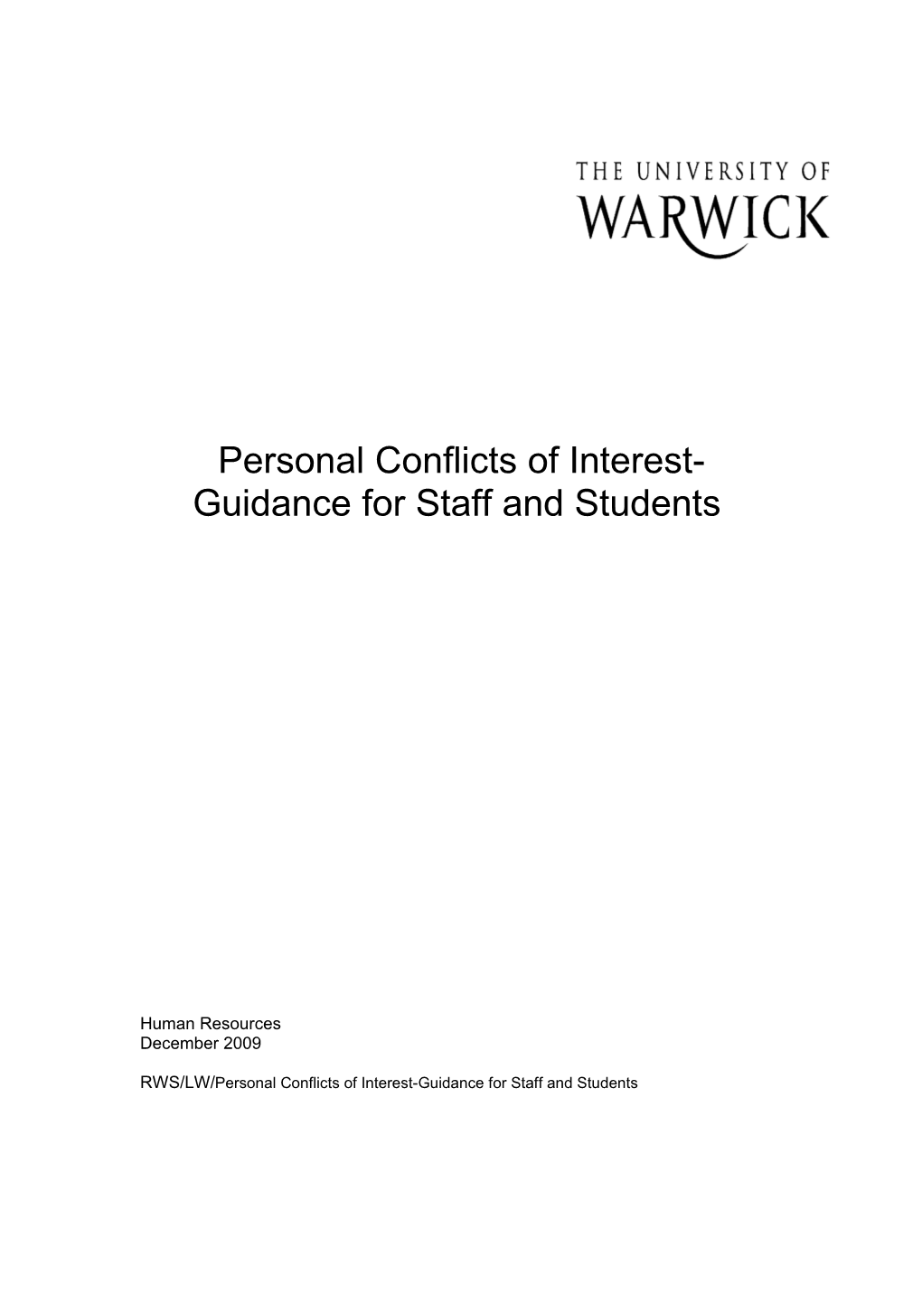 Guidance for Staff and Students