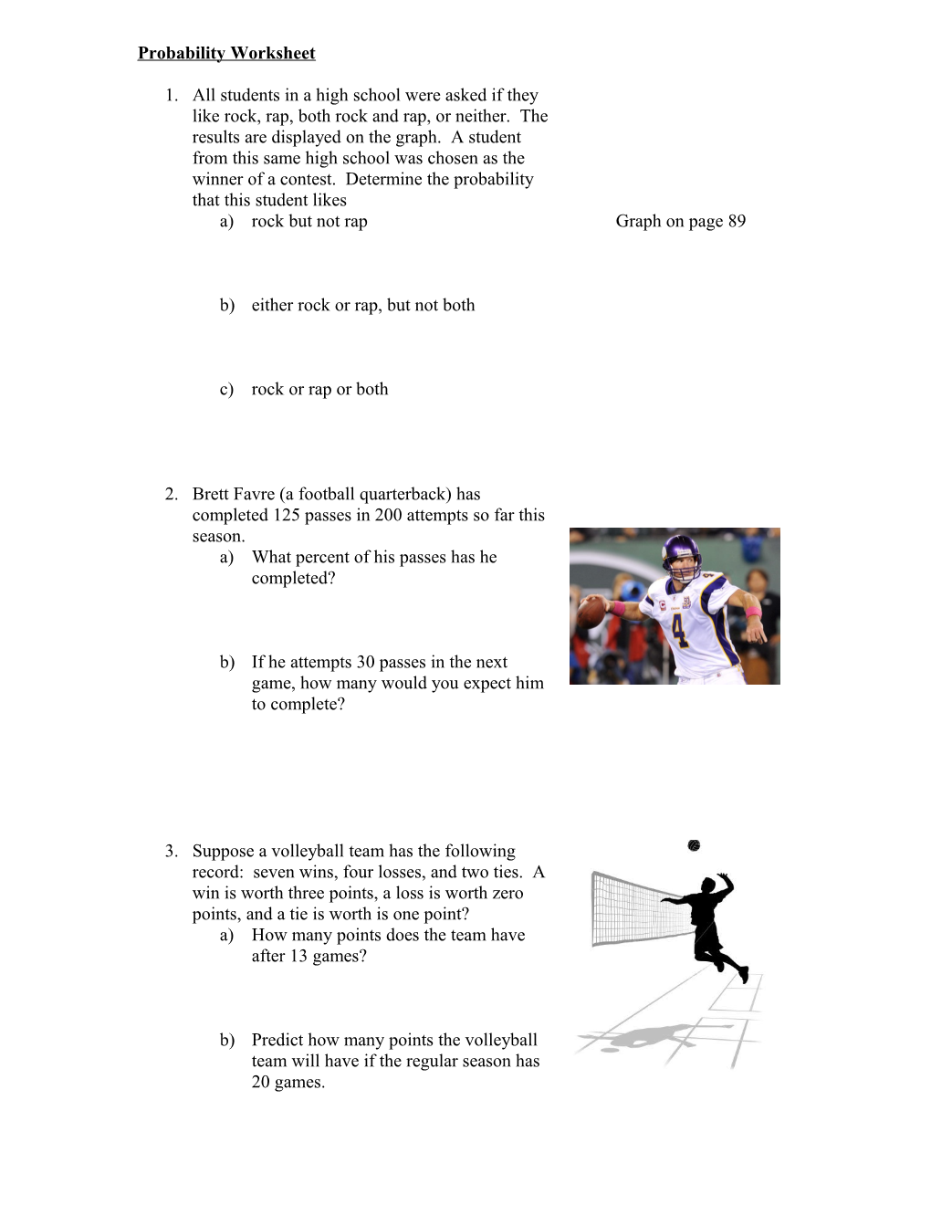 Probability Worksheet