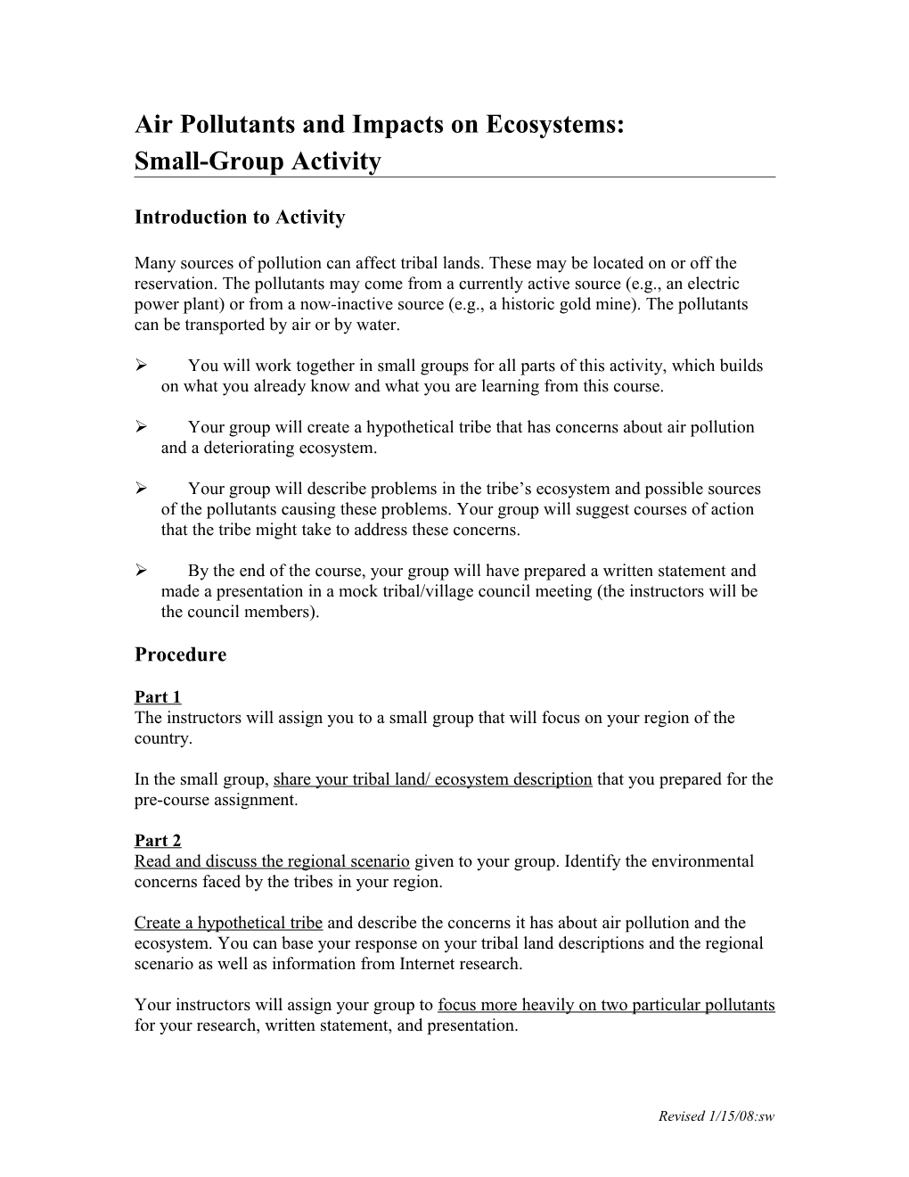 Air Pollutants and Impacts to Ecosystems