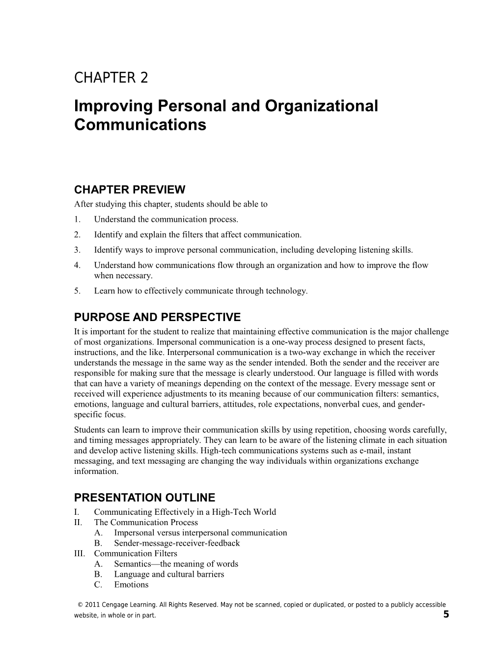 Chapter 2: Improving Personal and Organizational Communications 1