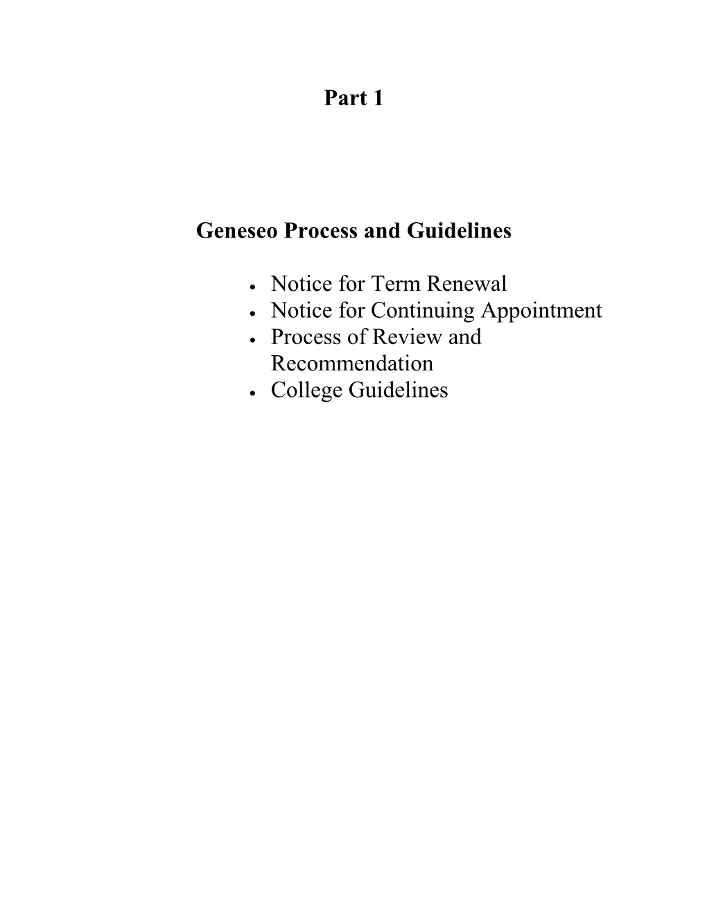 Geneseo Process and Guidelines