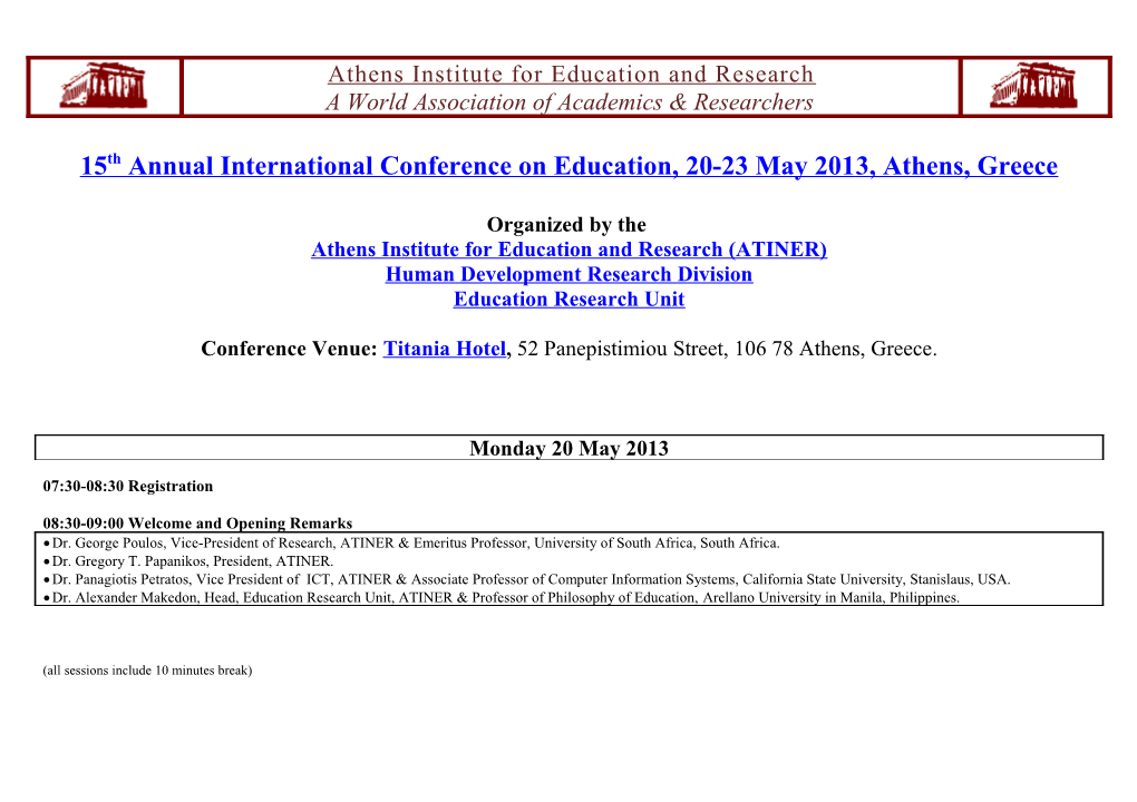 Athens Institute for Education and Research (ATINER)