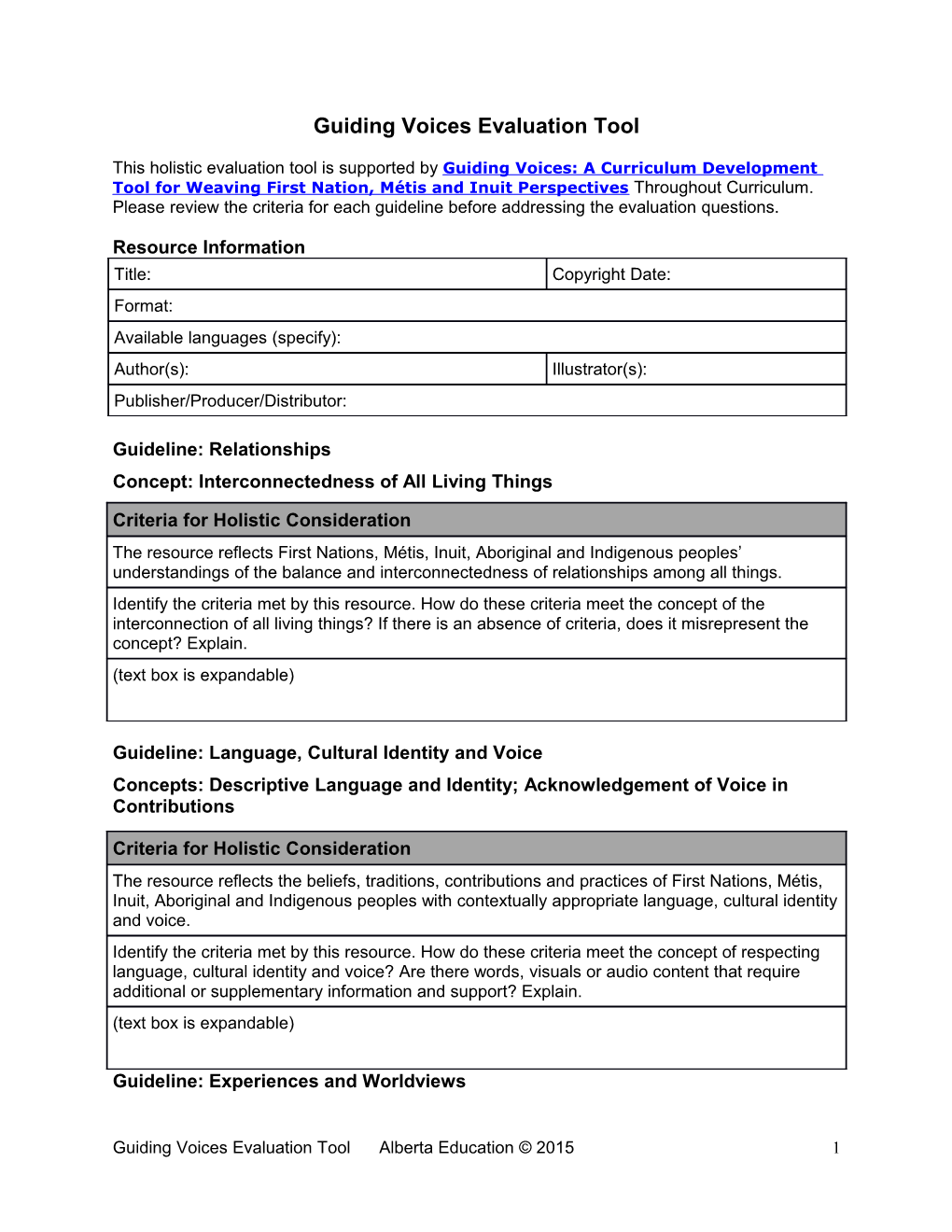 Guiding Voices Evaluation Tool