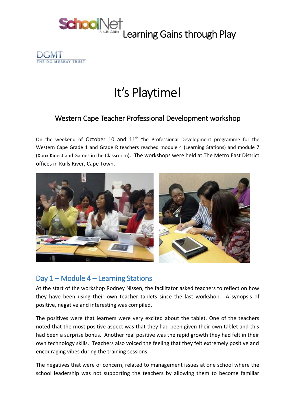 Western Cape Teacher Professional Development Workshop