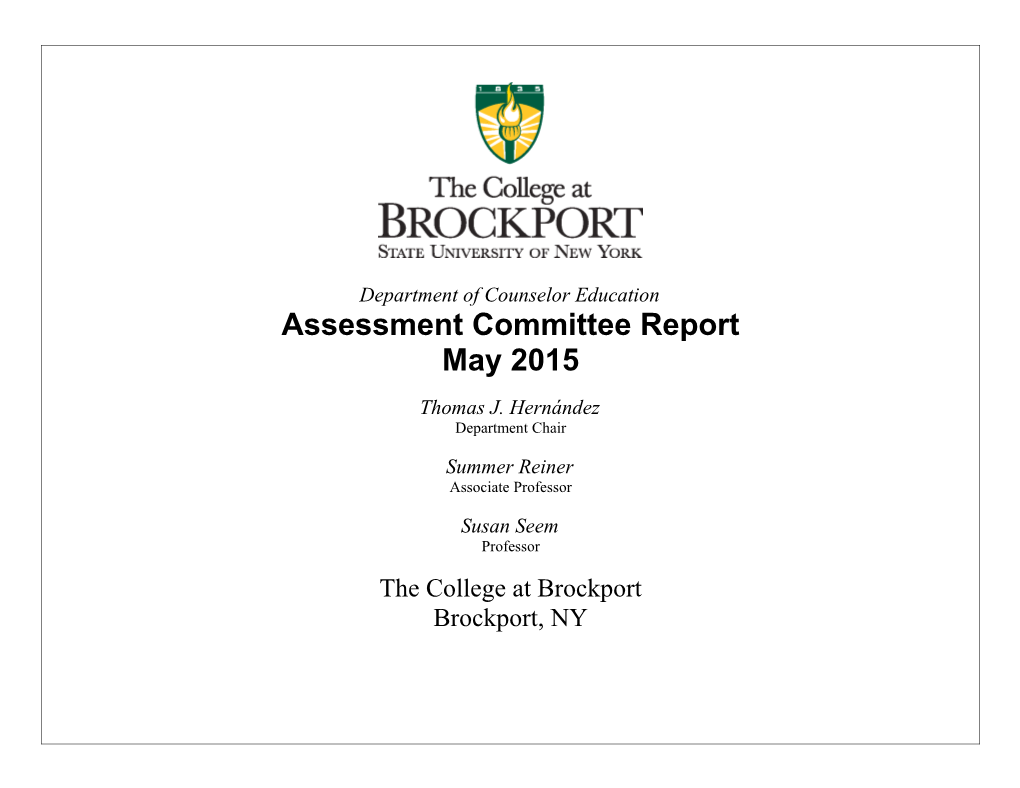 Counselor Education Assessment Report 2015 1