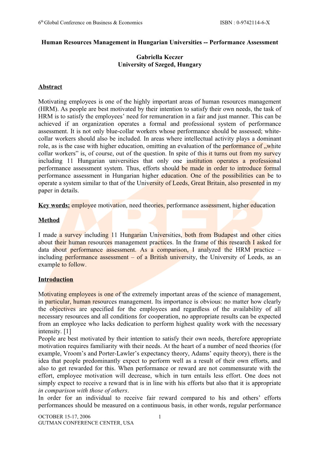 Human Resources Management in Hungarian Universities Performance Assessment