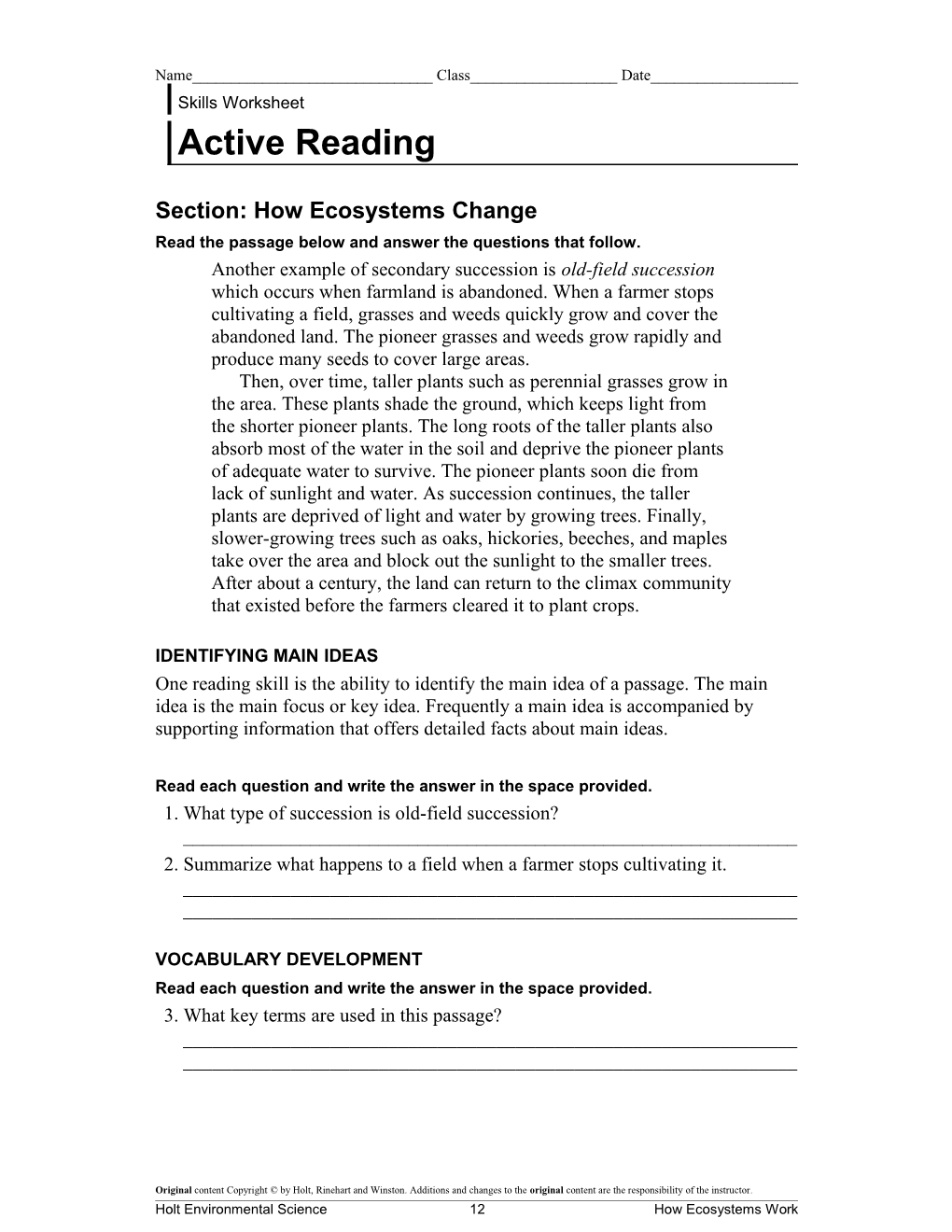 Section: How Ecosystems Change