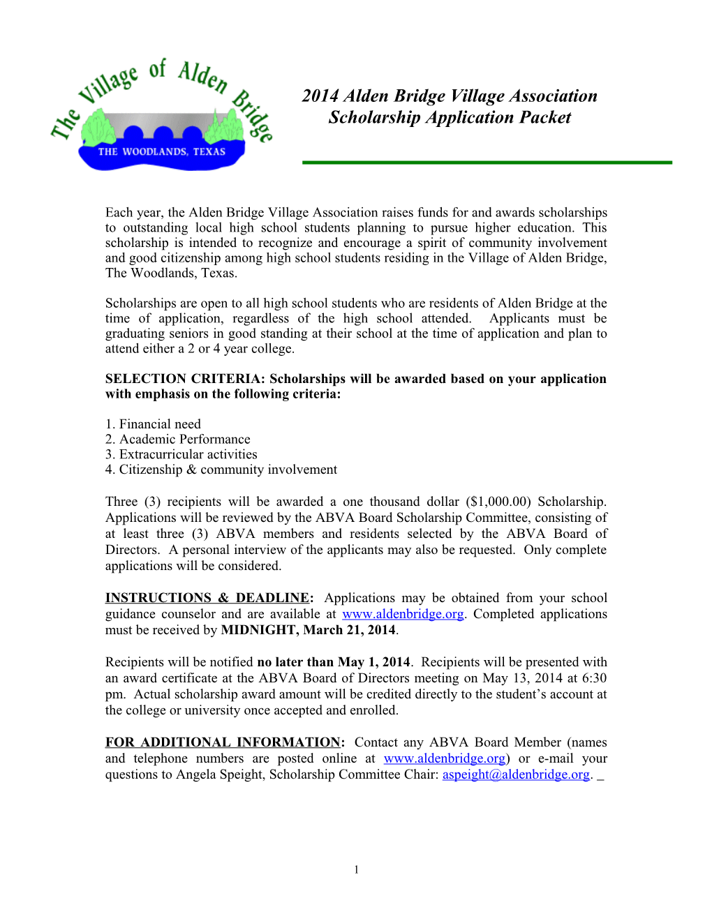 ABVA Scholarship Application